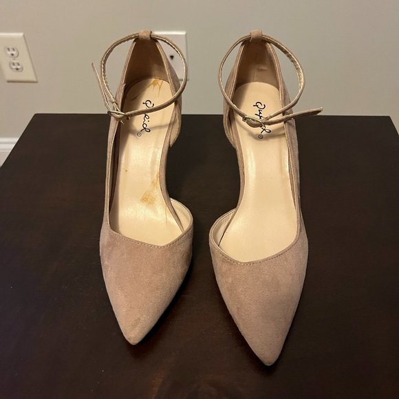 Qupid Tan Faux Suede Ankle Strap Pump 7 - Picture 1 of 3